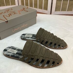 Crown Vintage Vaishali Woven Olive Green Slip-On Mules NWT Size 8.5